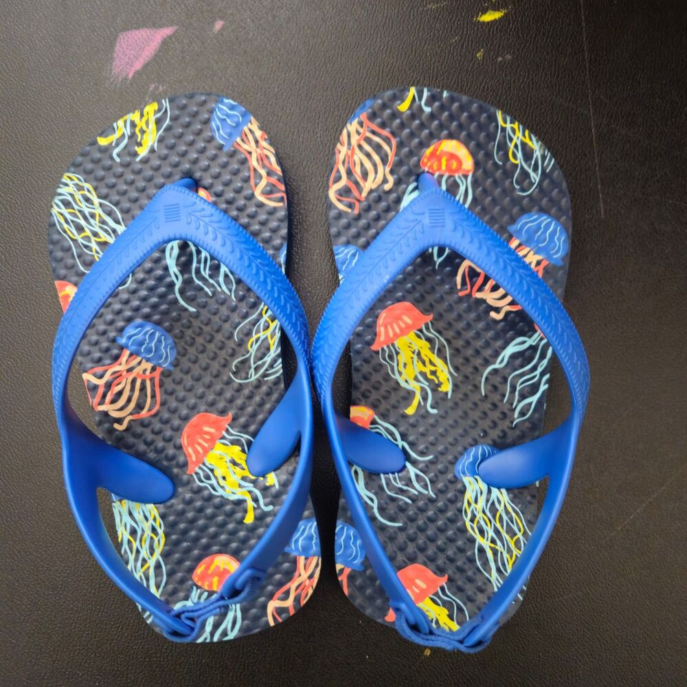 Wondernation Summer Sandal Flip Flops Ocean Jellyfish Slip On Toddler 7C 8C